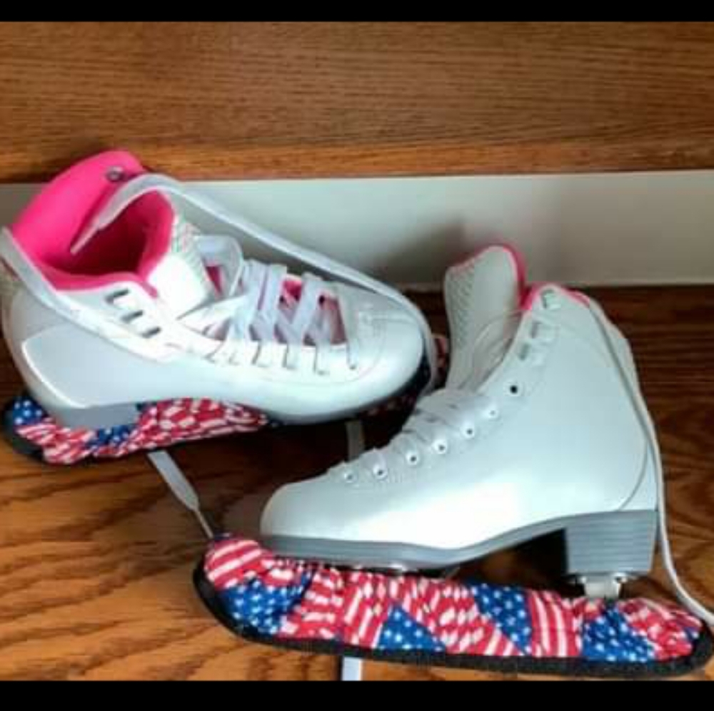 Girls hot pink riedell figure skates